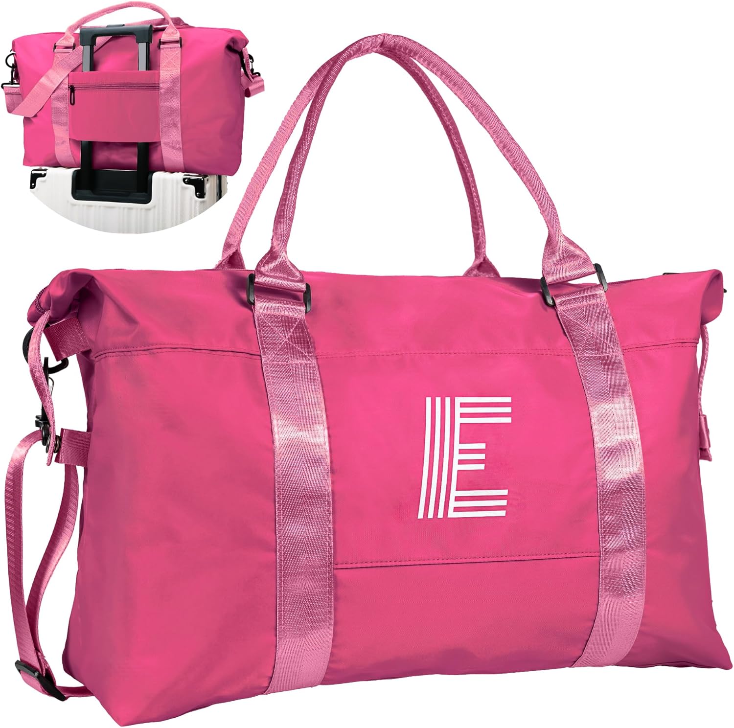 Tween Girl Trendy Stuff, Birthday Gift, Girls Initial Travel Bag, Sports Bag, Monogrammed Bags for Girls, Personalized Weekender Bag, Monogram Overnight Bag Gift for Her (Letter E)