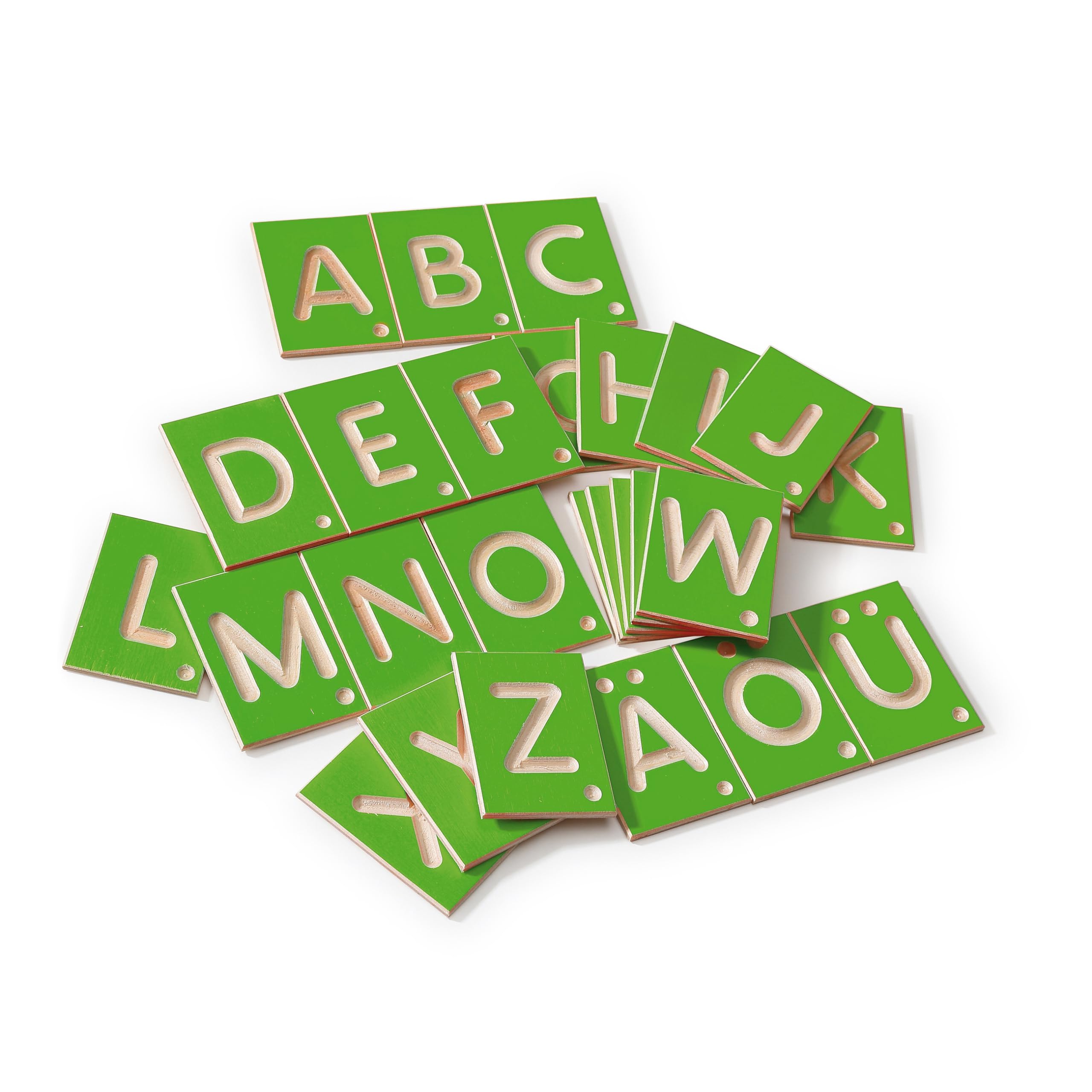 Erzi 42012 Lernspiel Großbuchstaben aus Holz, Lernmaterial, Kreativität