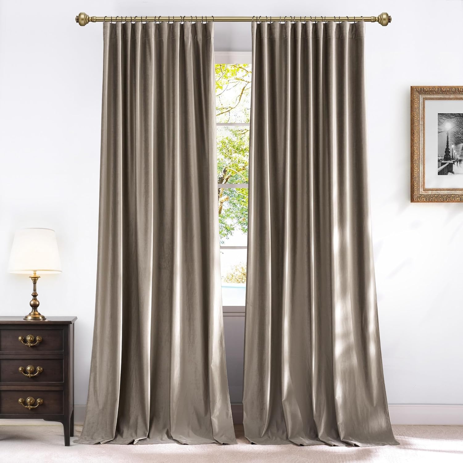 NICETOWN Olive Green Blackout Velvet Curtains 96" Length 2 Panels for Nursery, Vision Insluated Elegant Drapes Room Darkening for Bedroom Back Tab with Pleat Tape Window Treatments, 52 inch Wide