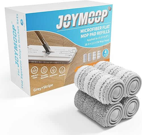 JOYMOOP Almohadillas planas para trapeador, almohadillas de limpieza de microfibra para trapeador, almohadillas lavables, almohadillas de repuesto