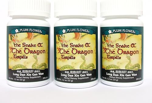 Paquete de 3 teteras de La serpiente y el dragón, Long Dan Xie Gan Wan, 3 x 200 pastillas