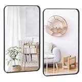 Smartxchoices Pack of 2, 24 x 36 Inch Black Mirror Wall Mirror,Rectangular Metal Frame Vanity Mirror, Decorative Wall Mounted Home Decor Corner Hangs Living Room Entryway Bathrooms…
