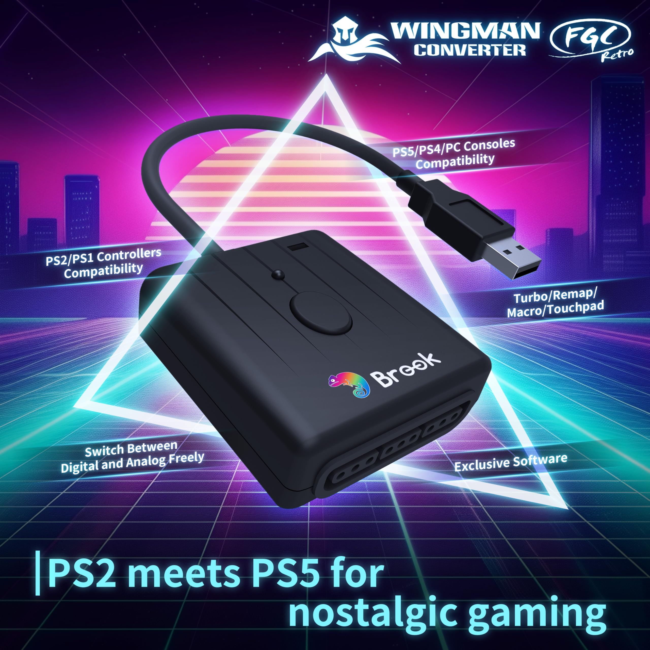 Amazon.com: Brook Wingman FGC Retro– PS1 & PS2 Controller for PS5