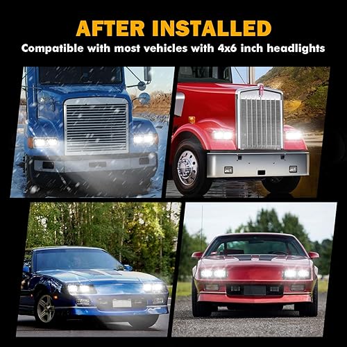 Miniatura 9 de Auxbeam Faros delanteros LED de 4 x 6 pulgadas con DRL de haz alto y bajo, aprobado por DOT, repuesto para H4651 H4652 H4656 H4666 H6545 compatible