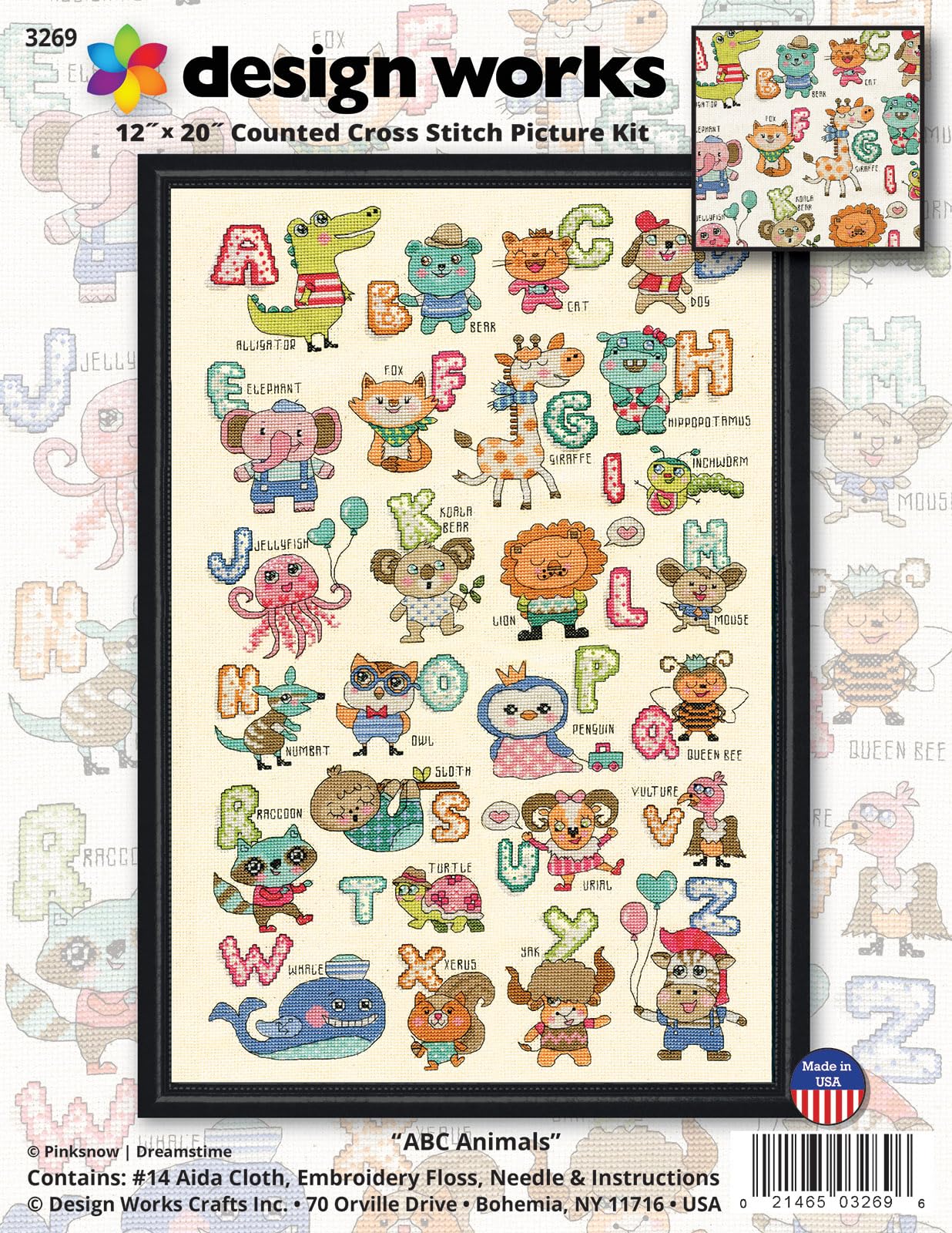 ABCページ Amazon.com: Design Works Crafts ABC Cute Animals, 12 X 20