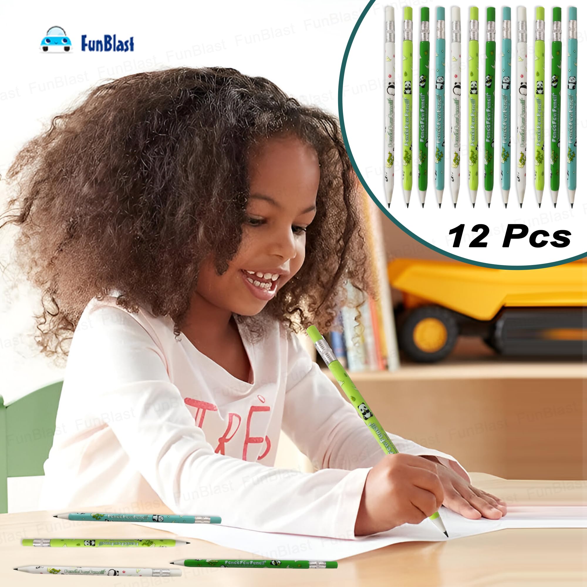 FunBlast Mechanical Pencil with Sharpener for Kids – Pack of 12; Pre-Sharpened Kawaii Pencils for Kid, Cute Panda Pen-Pencil, Return Gift for Children, Pencil for Drawing and Shading 4