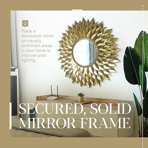 Miniatura 4 de Generic QF Automation - Espejos decorativos para decoración de pared, tocador de baño y espejo de maquillaje, espejo de pared colgante con marco de