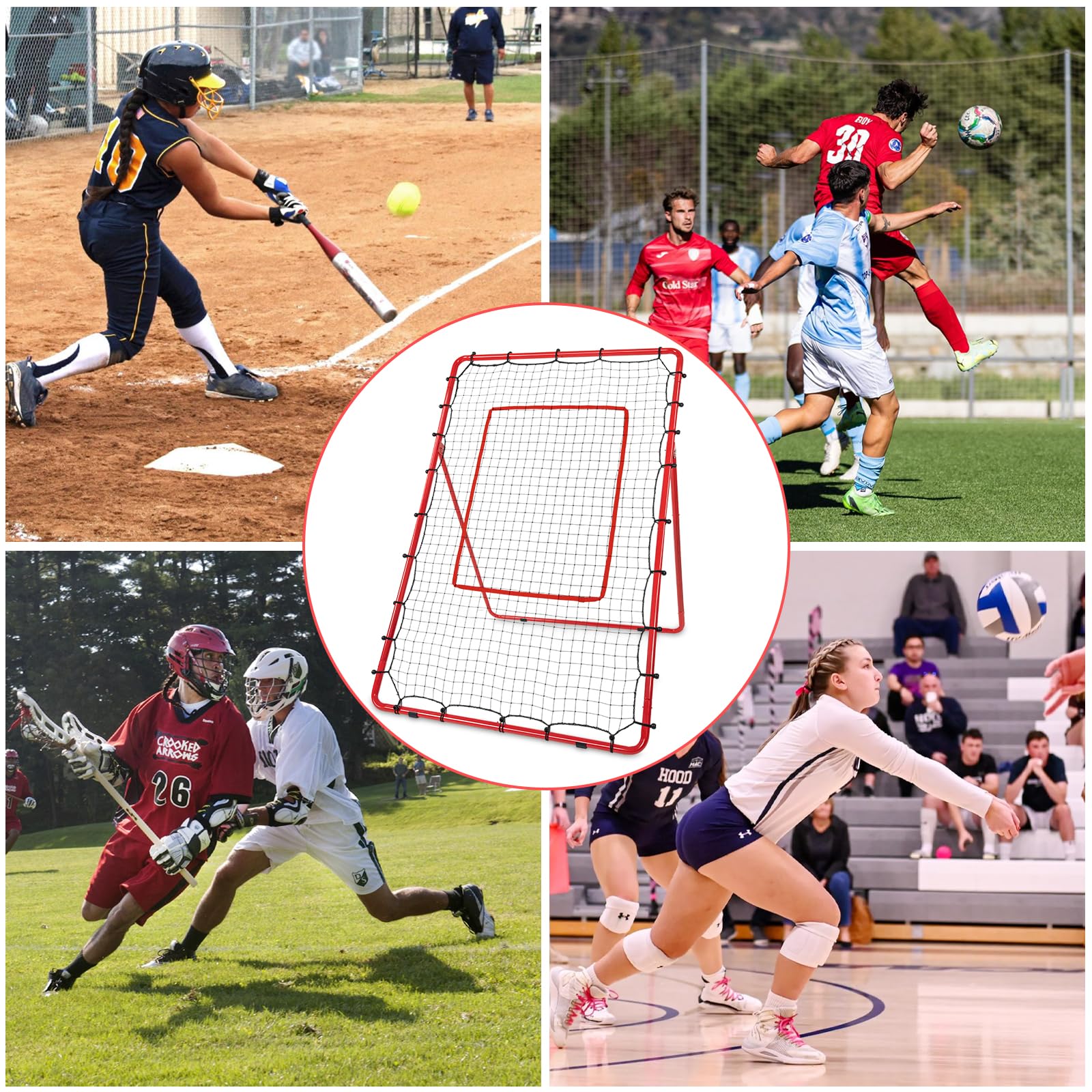 AKOZLIN Filet de rebond baseball softball 5 angles réglables 1,8 x 1,2 m avec zone de frappe sac de transport