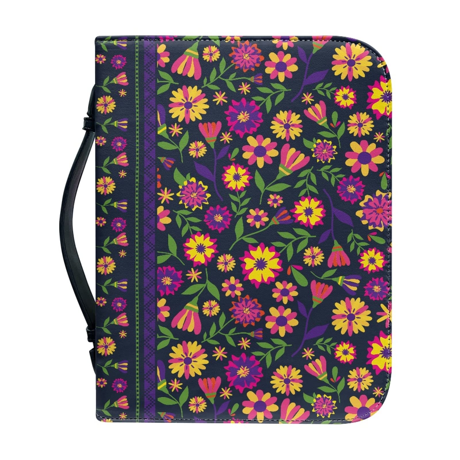 Kuiaobaty Colorful Flowers Bible Cover, Ditsy Floral Bible Carrying Cases, Faux Leather Bible Bag Fits Books Up to 12 x 9 x 2.41 Inches — image 1
