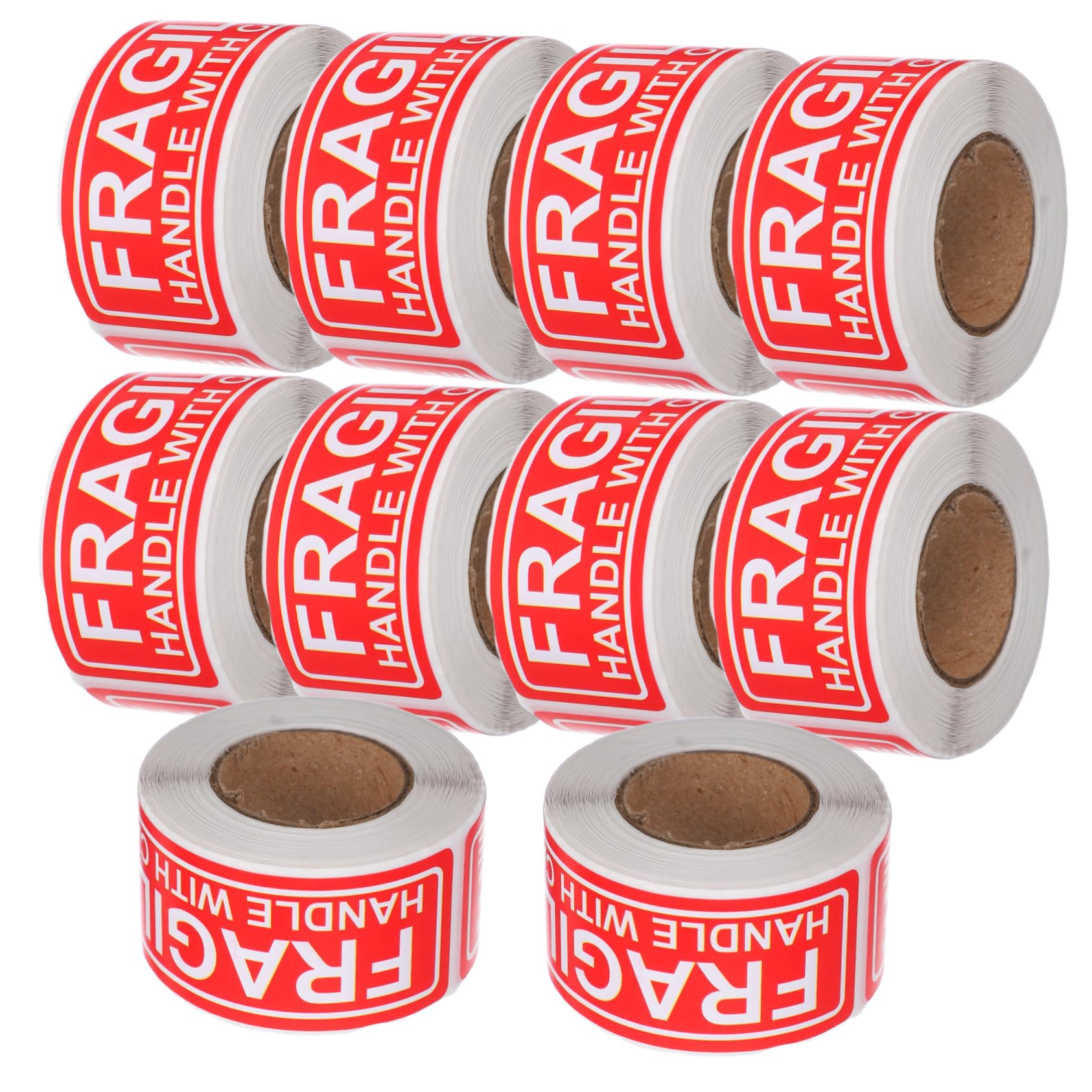 OHPHCALL 10 Rolls Eye Catching Fragile Stickers Adhesive Warning Labels for Shipping Boxes Caution Tape for Safe Handling Protects Ceramics Labels Total