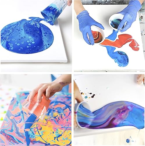 Miniatura 8 de Floetrol para kit de vertido de pintura acrílica, aditivo medio Flotrol para verter acrílico, 16 pinturas acrílicas para verter, 20 varillas de