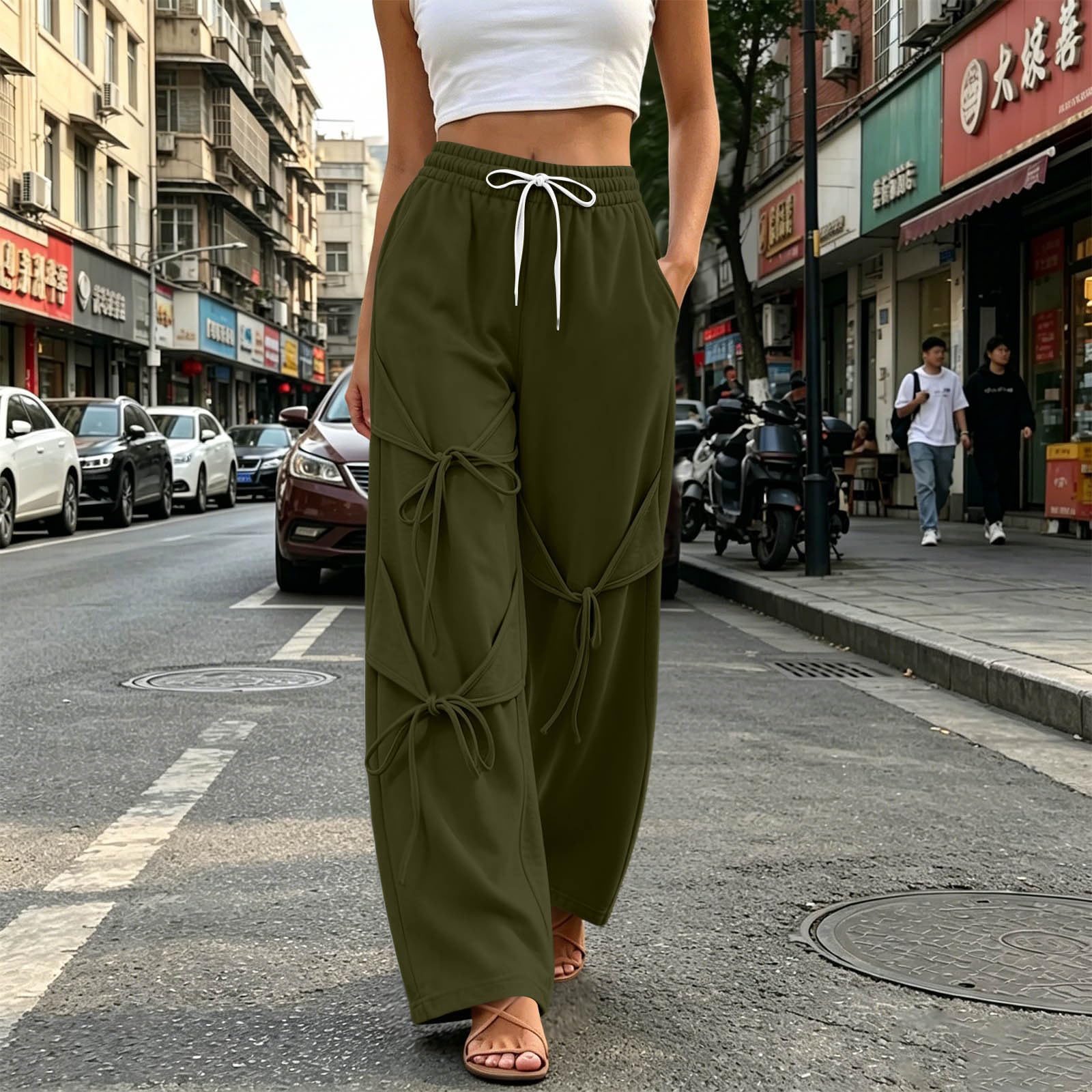 Pantaloni Tuta Donna Pantaloni a Gamba Larga con Elastico in Vita Pantalone Jogger con Coulisse Comodi Pantlone Cotone Morbidi Casual Pant Baggy Tinta Unita Pants Lunghi per Jogging Fitness Sport