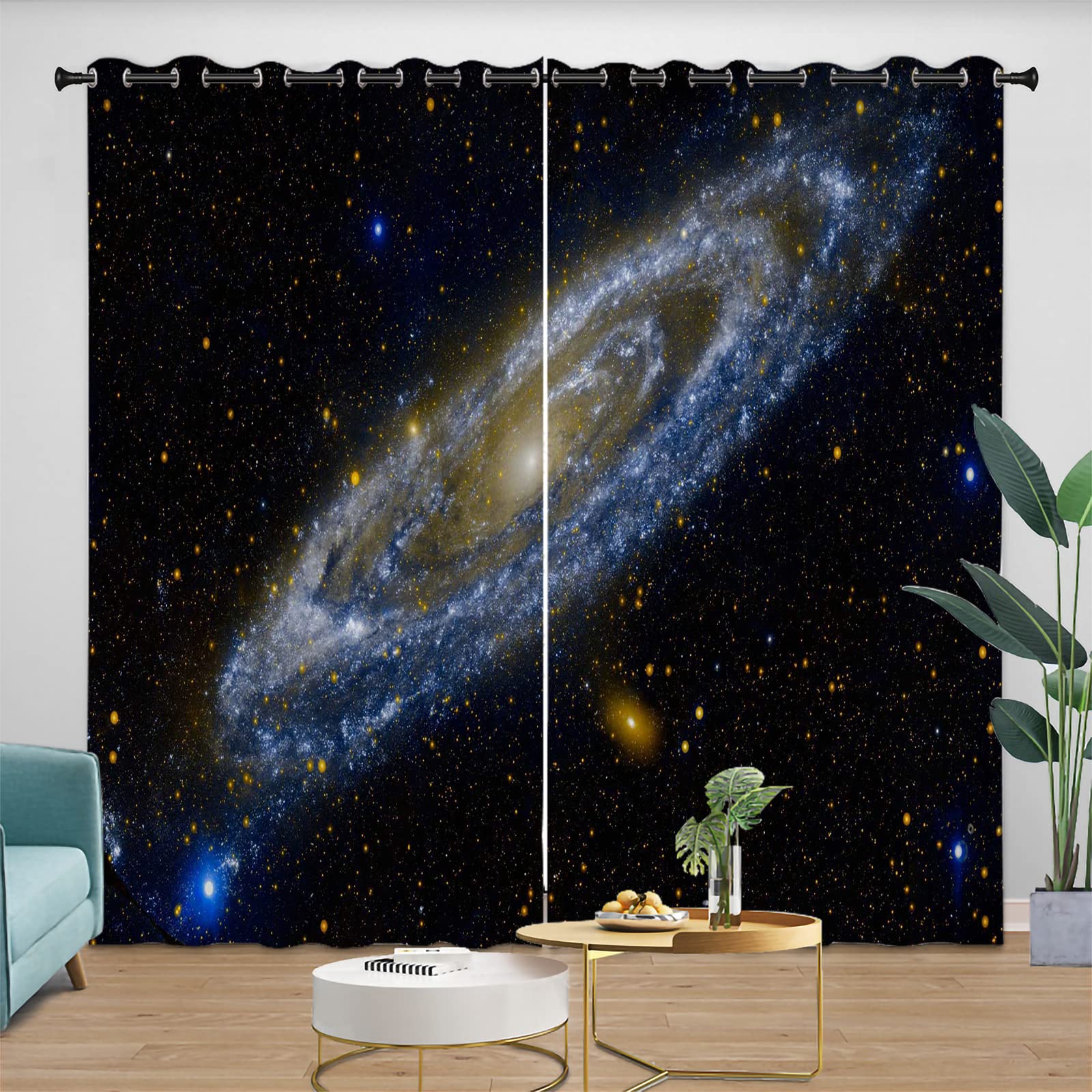 Amazon｜3Dカーテン 宇宙 クラス1ブラックアウトドレープカーテン