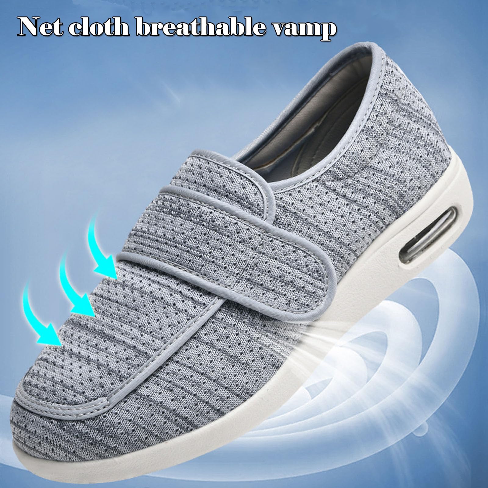 Regulowane buty do chodzenia ze wsparciem łuku stopy, lekkie buty dla diabetyków na opuchnięte stopy, idealne dla taty, męża, dziadka (Dark Gray US Men 9)