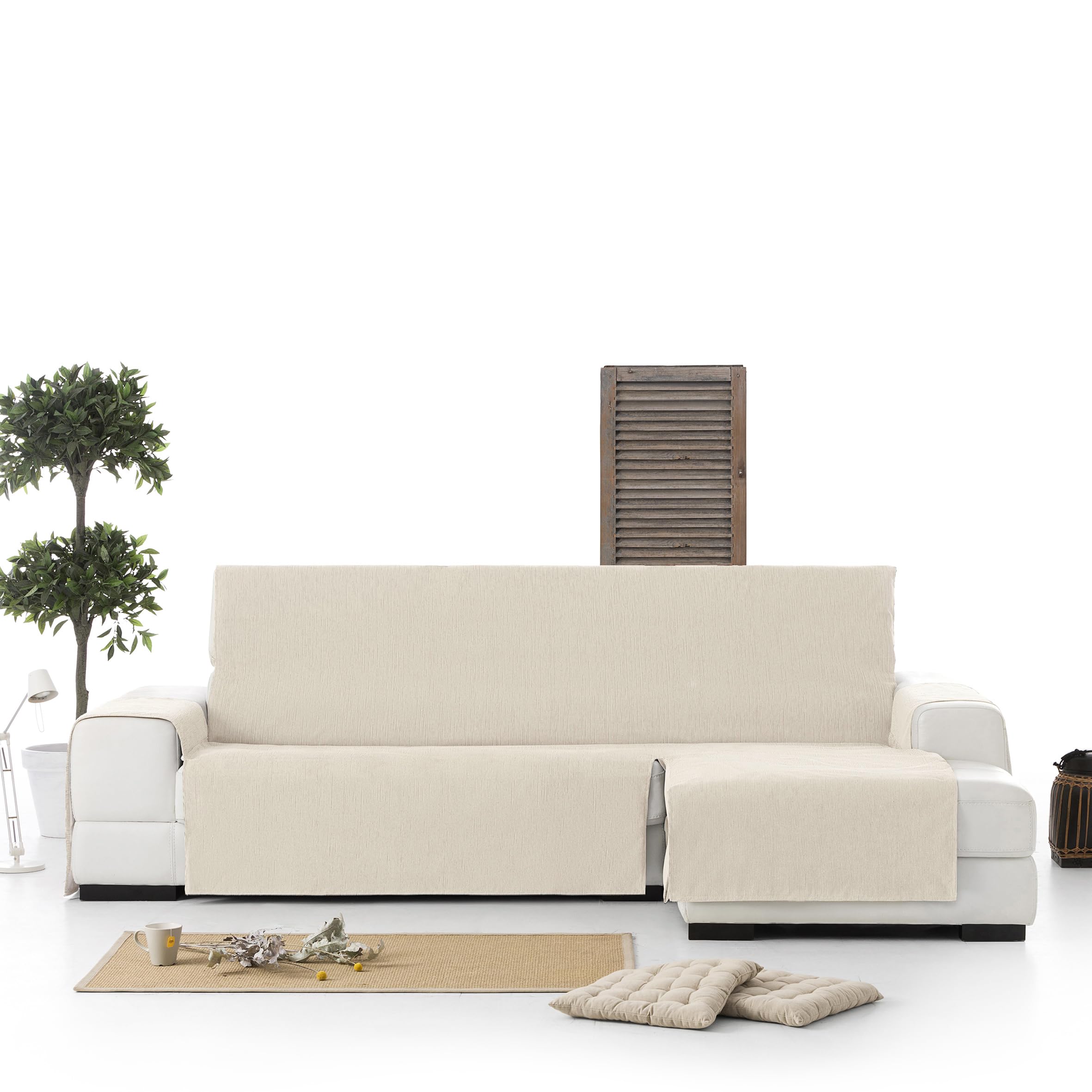 Eysa Rabat Funda Chaise Longue, 290cm (Medida de sentada) Derecha Vista Frontal Crudo