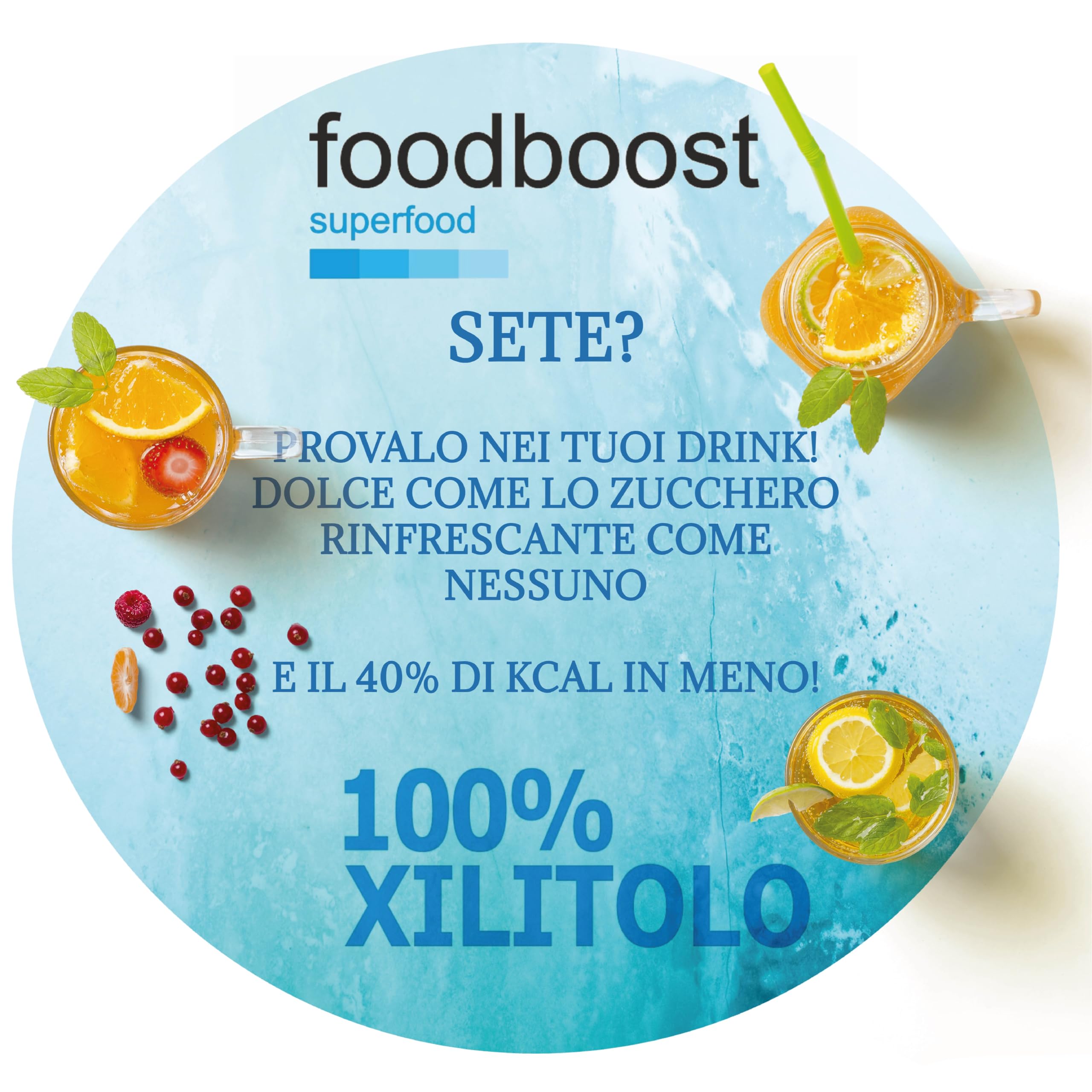 Xilitolo Finlandese 2Kg foodboost - 100% Naturale estratto da Betulla - stesso potere dolcificante dello zucchero - adatto diete ipocaloriche o bilanciate - contro la carie - 100% Europeo