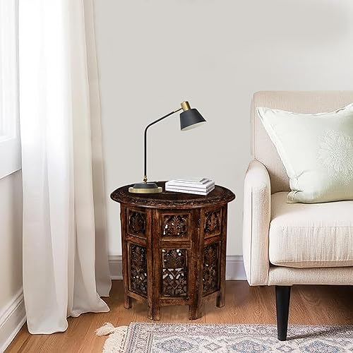 Miniatura 8 de Wooden Table with 3 Legs Pillar, Coffee Table Wood, End Round Coffee Table, Side Tables for Small Spaces, Entryway Table, Living Room Side Table for