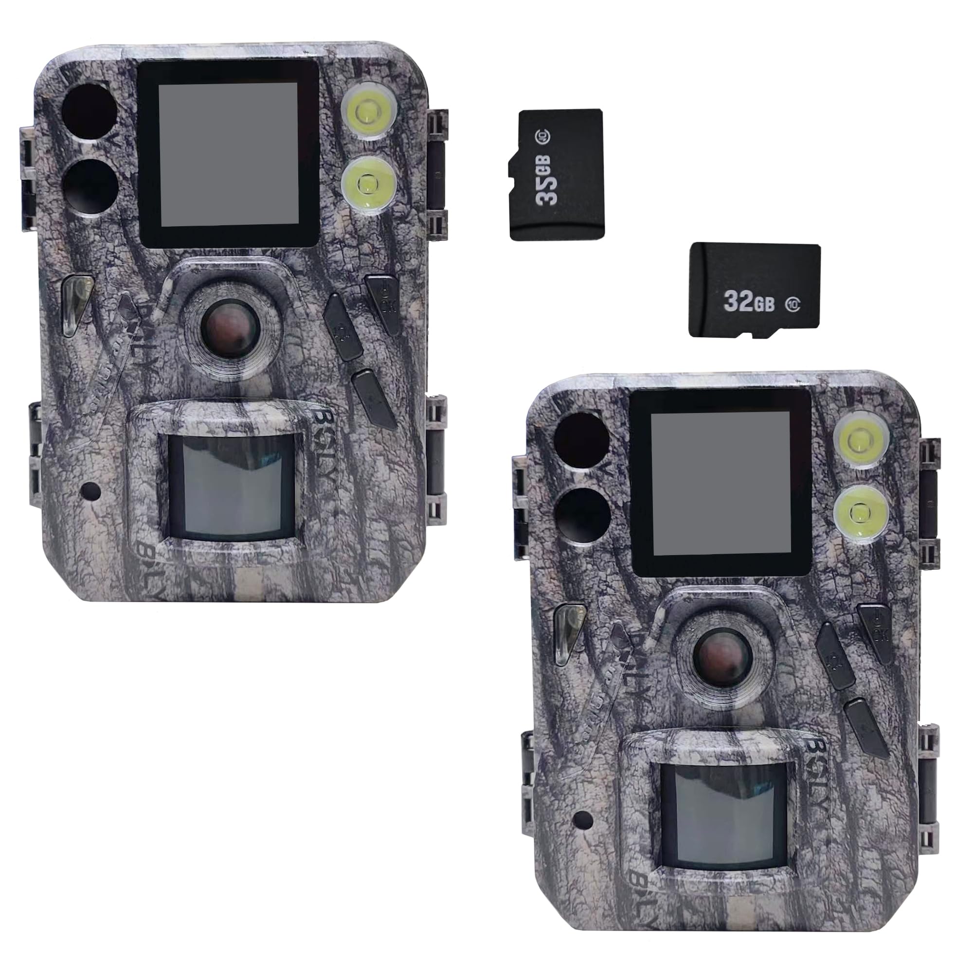 BolyGuard SG520-DT - Juego doble de cámara de caza (flash IR invisible de 940 nm (sin brillo), fotos de 37 MP y vídeo 4K HD, incluye 2 tarjetas de 32 GB, camuflaje marrón para caza y observación