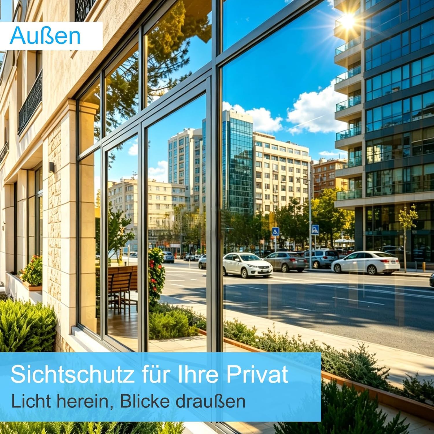 Hitzeschutzfolie Fenster Silber(60X400cm) Sonnenschutzfolie Spiegelfolie UV Folie Sonnenschutz Hitzeschutz innen oder außen Fensterfolie Rückstandslose Selbstklebend Wärmeshutzfolie