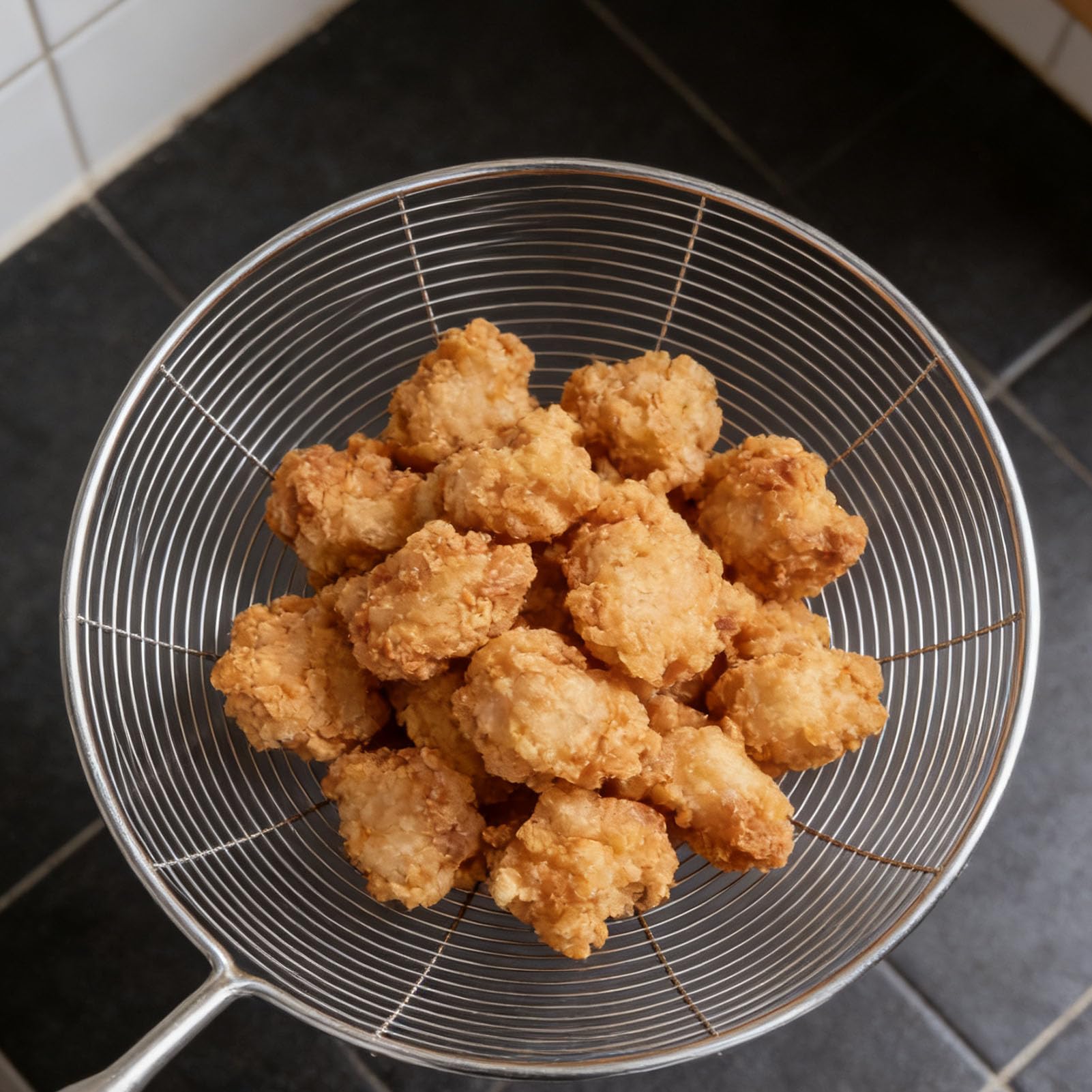 Qcwwy Cucchiaio per Schiumarola Colino a Ragno Cucchiaio per Schiumarola in Acciaio Inossidabile Comodo Manico in Legno per Colino per Pasta per Cucine Domestiche Strumento Antiscivolo per