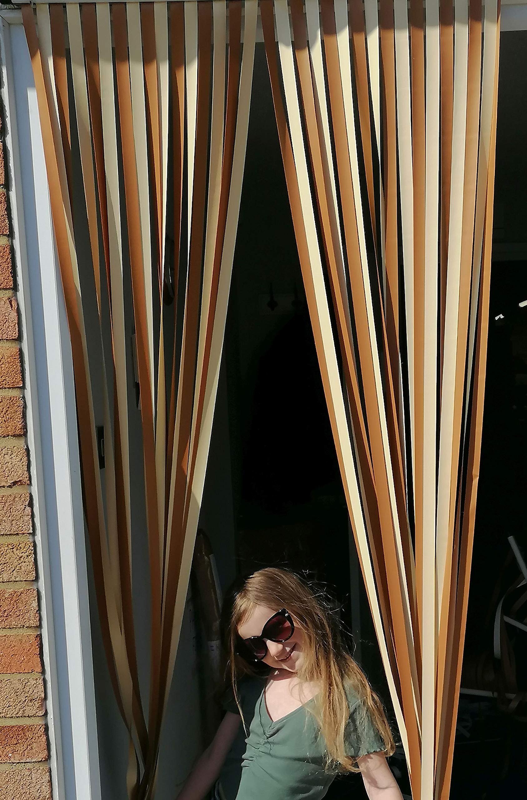 Heavy Duty Bug Blind,Fly Blind,Strip Blind, Door Blind-' OLD GOLD/CREAM' - (80cm-Standard UK door size)
