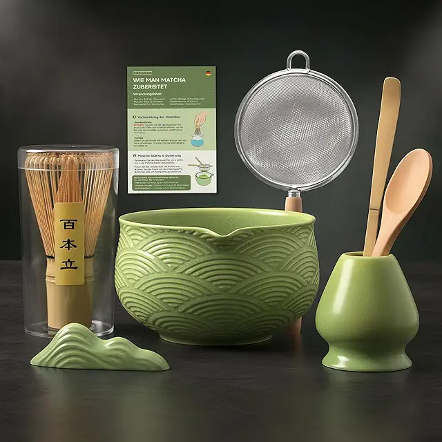 EDELHAUS Matcha Set (7-teilig) - Komplettes Matcha Copenhagen Teeset in Grün