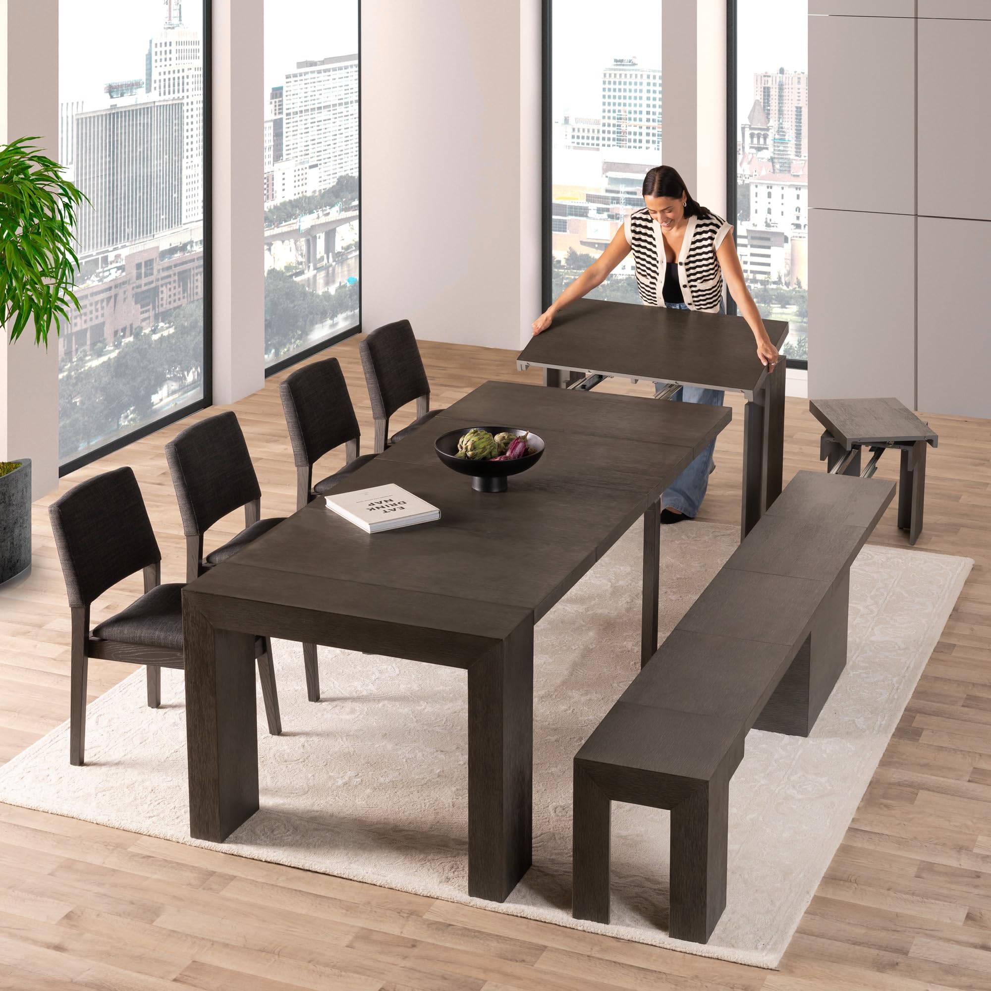 Transformer Table - Solid Wood Extendable Dining Table, Seats 2-12, Expandable Dining Room Table, Space-Saving Furniture, Kitchen and Dining Room