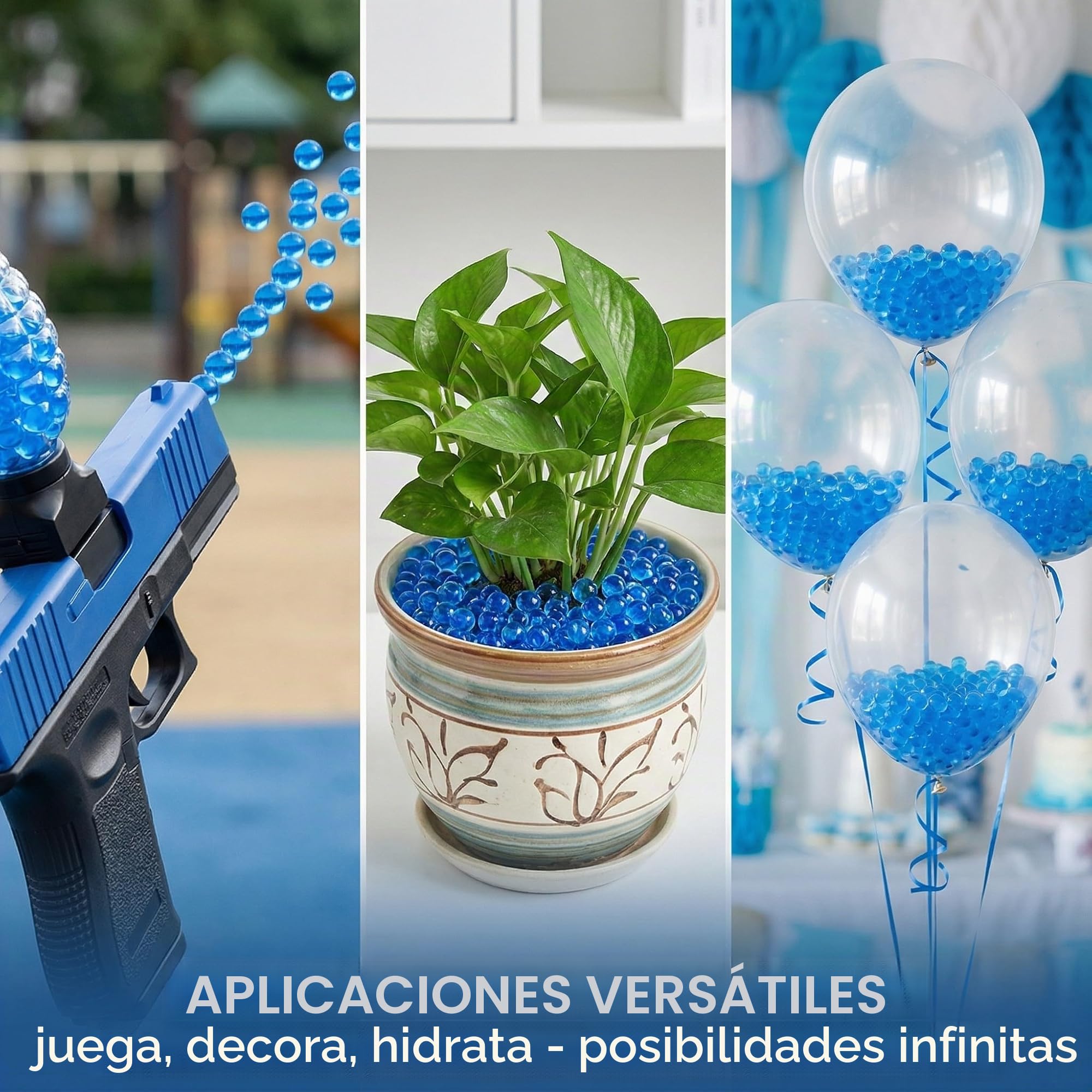 20000 Billes D'eau Pour Gel Blaster – 40 Sachets – Recharge 7-8 Mm – Hydrogel Bleu – Aussi Pour Déco Et Plantes