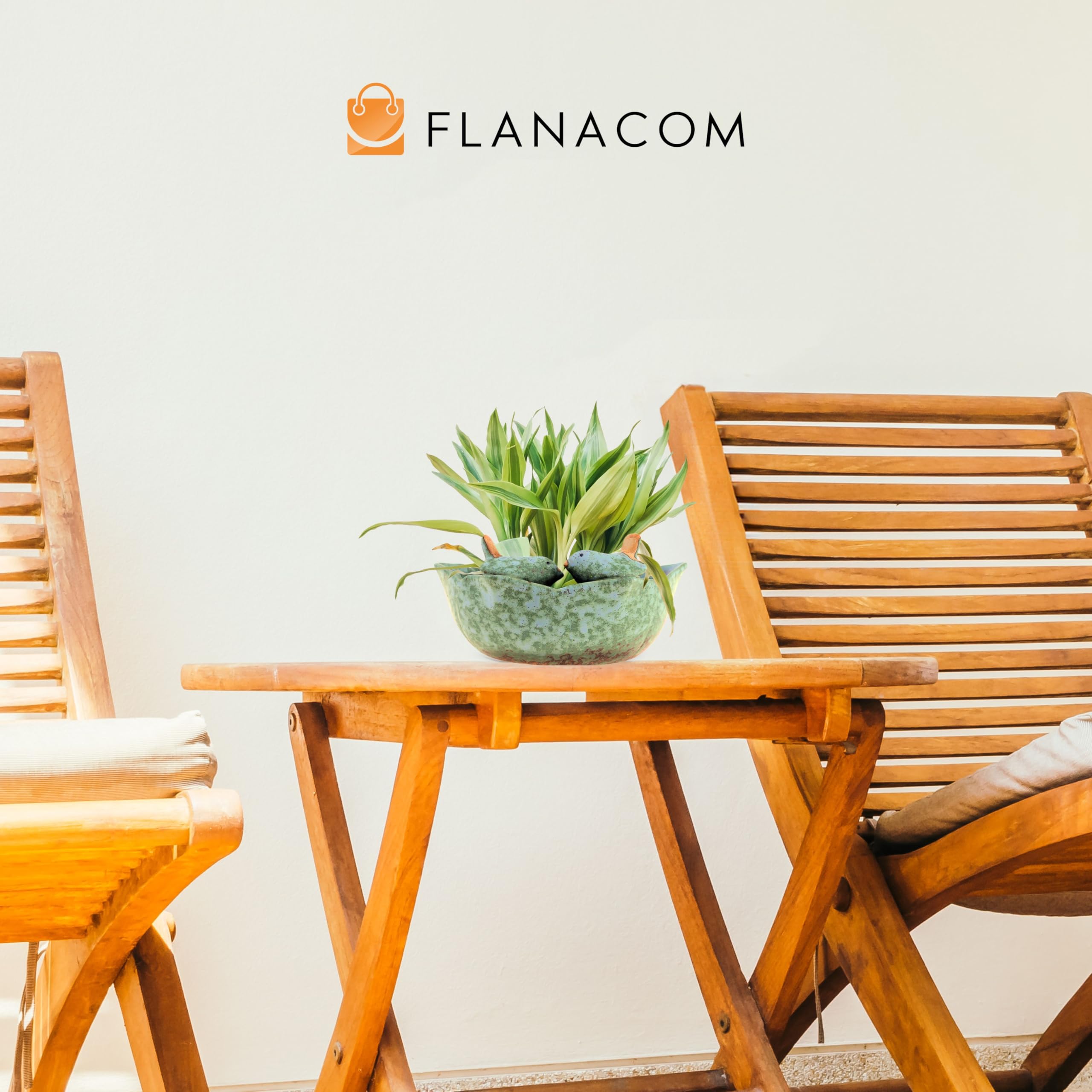 Flanacom Ceramiczne Poidło dla Ptaków 16cm Zielone - Miska Odporna na Mróz