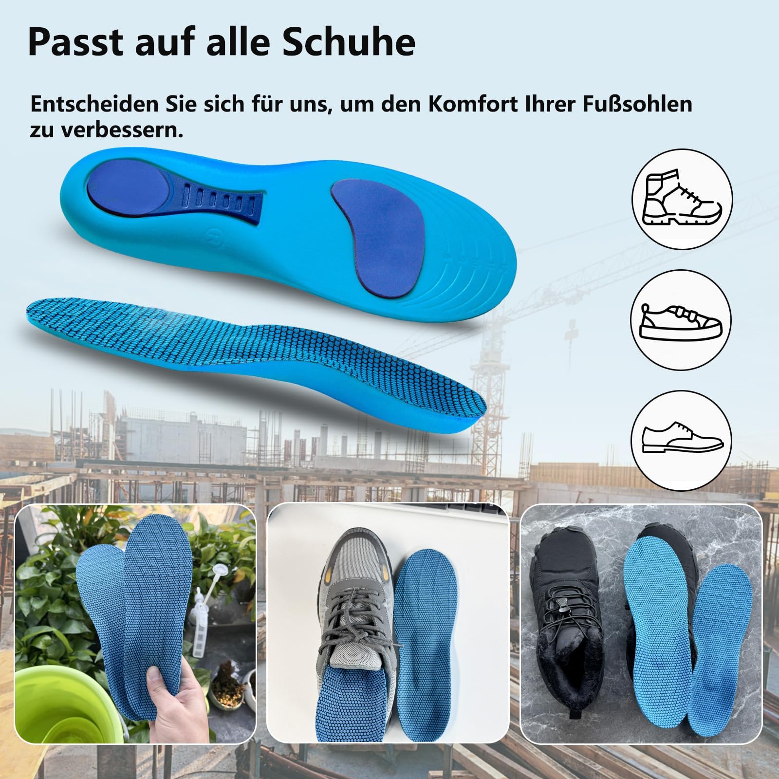 Solette Arcoflex, Arcoflex Solette Ortopediche Di Supporto, Alleviare Il Dolore Al Tallone, Design Strutturato Per Alleviare La Pressione, Solette Morbide Unisex