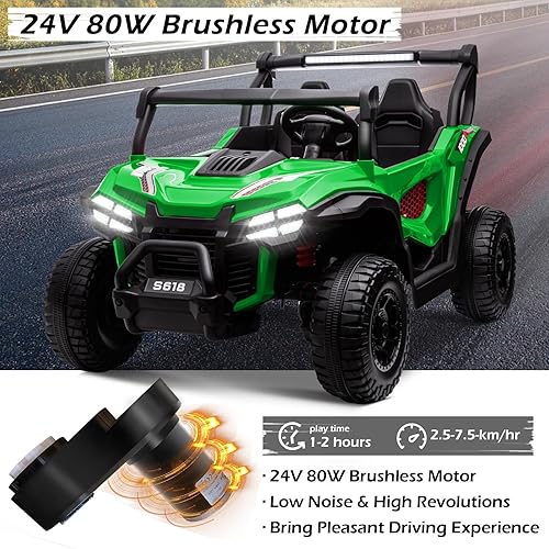 Miniatura 4 de Vehículo UTV de 24 V y 2 plazas para niños, vehículo eléctrico con batería 4WD para adultos y niños, camión con control remoto, cinturones de