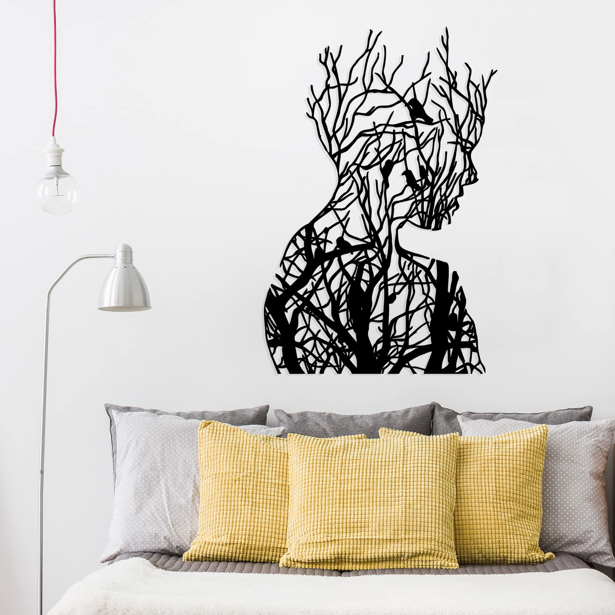 LIVIQON Abstract Face Metal Tree Wall Art, Woman Abstract Metal Wall Decor, Tree Metal Wall Art, Tree Metal Wall Decor, Metal Wall Hanging, Modern Wall Art (Large)