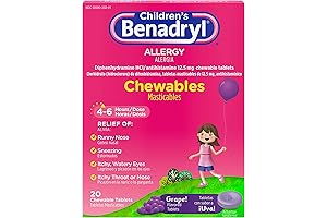 Benadryl Children's Allergy Chewables for Kids, Ketotifeno en tabletas