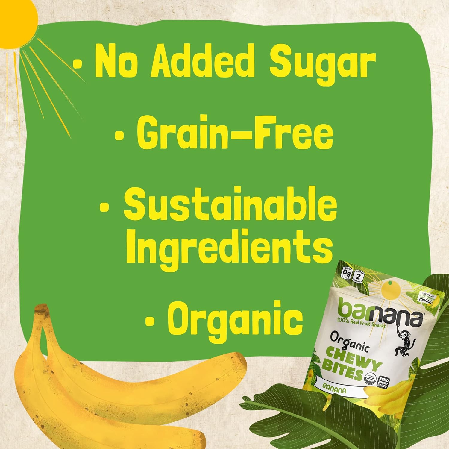 Barnana - Organic Chewy Banana Bites, Original, Chewy Banana Snack, Made With Real Fruit, High In Potassium, Kosher, USDA Organic, Paleo, Gluten-Free, Vegan (3.5 oz, 6-Pack)