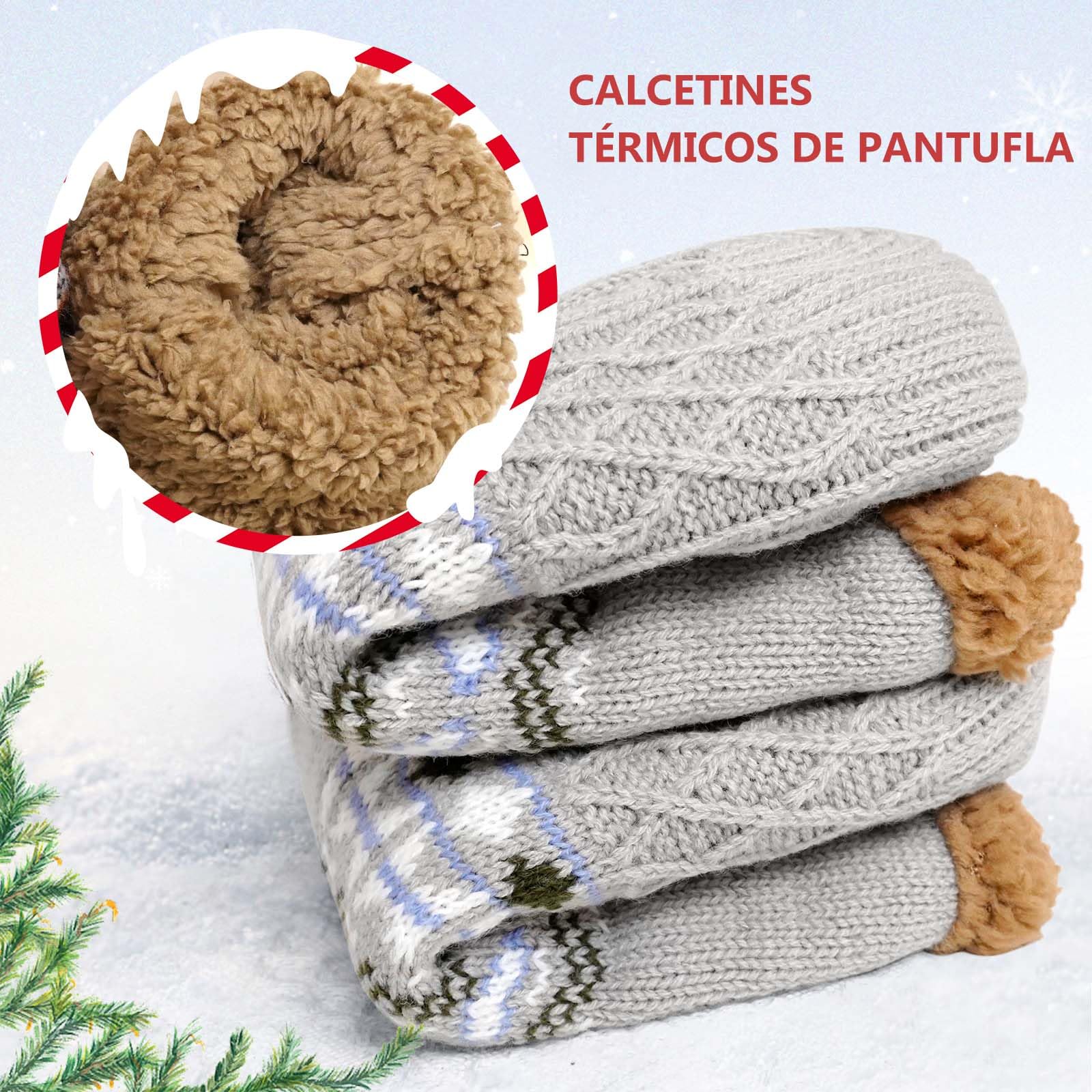 LOFIR Calcetines de Invierno de Térmicos para Hombre: Calcetines Térmicos Antideslizantes Pantufla - Calcetines Andar por Casa Hombre Gruesos con Forro Polar Regalos Navidad 1 Par 39-46