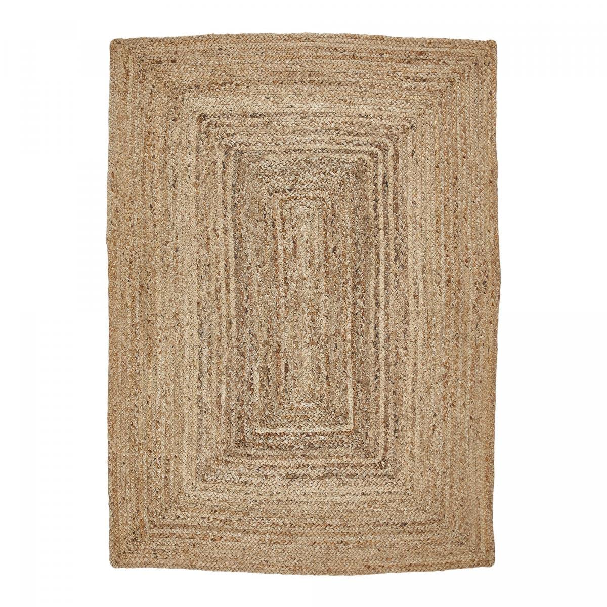 Tapis Kilim 120x170 JUTURE Beige Fait Main en Jute idéal pour la Chambre
