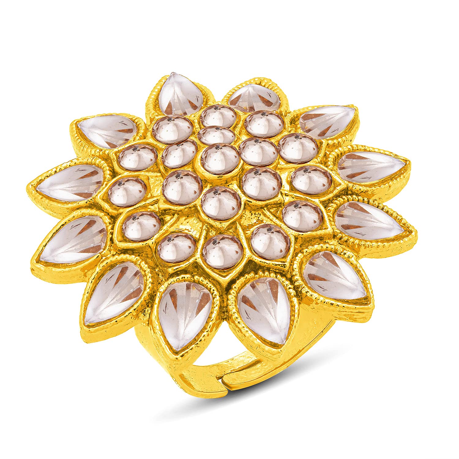 Sukkhi Sparkling Eye-Catchy Floral Gold Plated Colour Stone Adjustable Ring For Women (LR103084) (B0B4X1ZRH7) Amazon Price History, Amazon Price Tracker