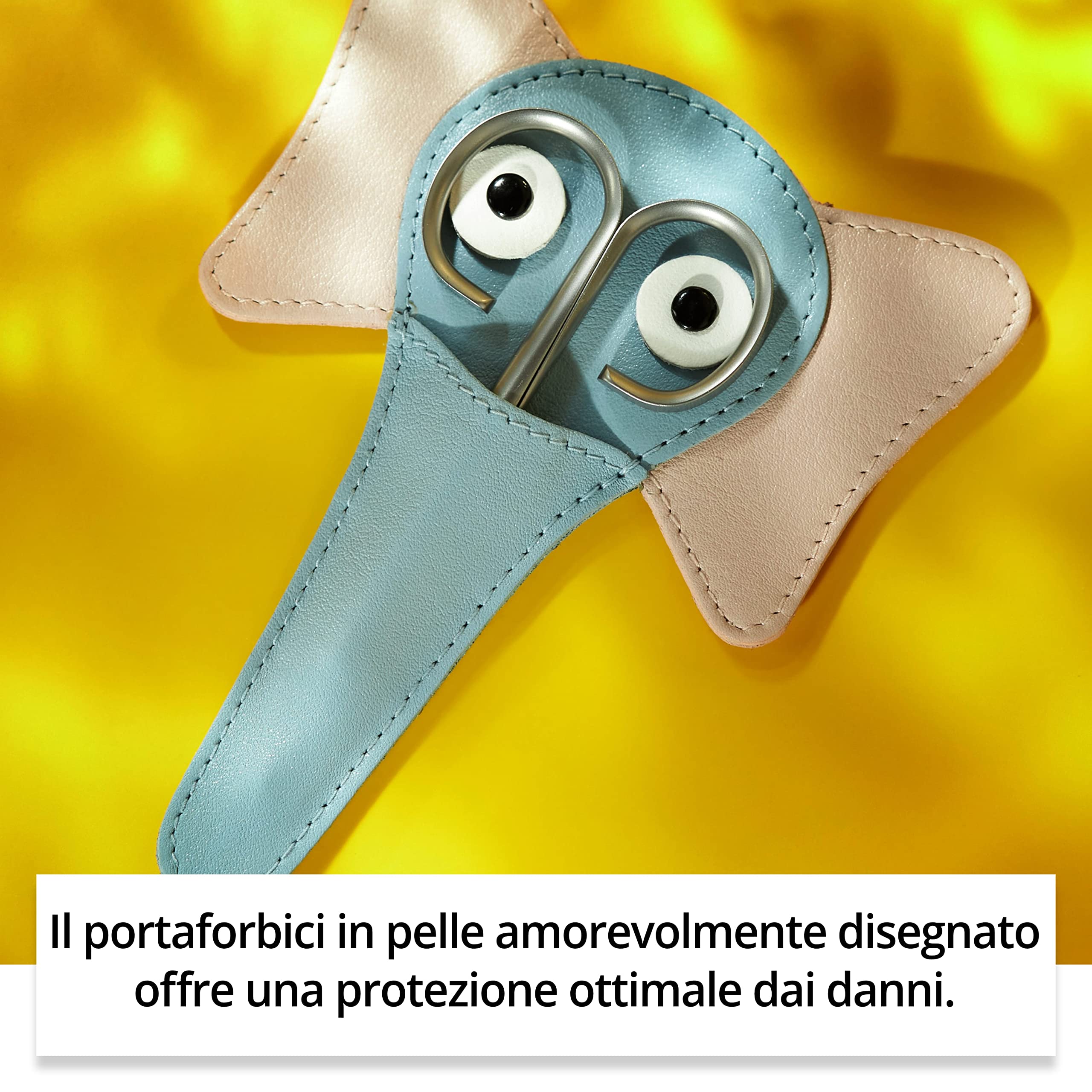 Rubis Kid - Forbici per unghie con custodia Elefantina, di alta qualità, arrotondate con custodia in pelle, forbici per unghie per bambini, punta rotonda