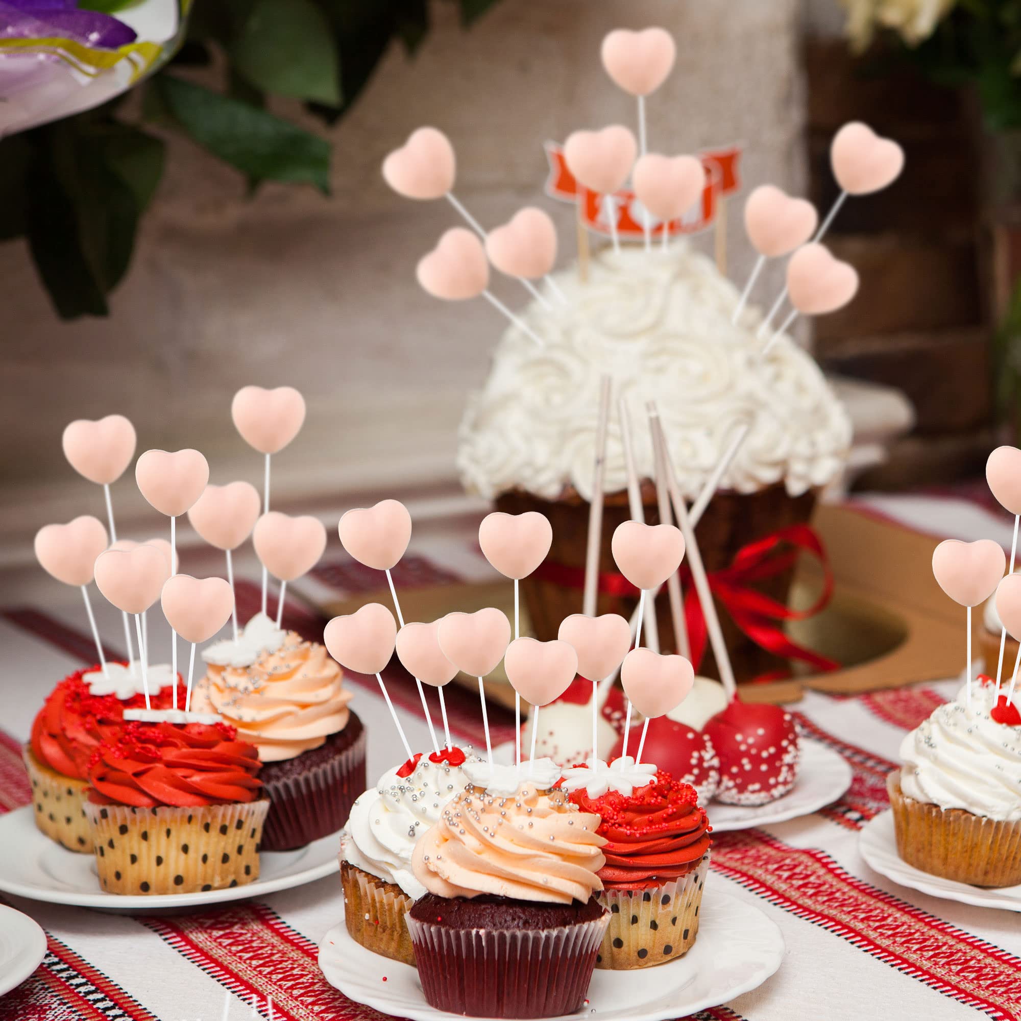 Gyufise Cupcake-Topper Herzform, Glitzer, 24 Stück – Für Hochzeit, Valentinstag & Geburtstag
