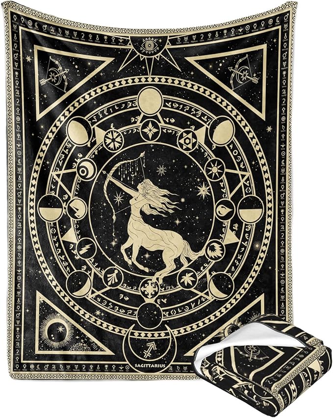 Sagittarius Zodiac Blanket, Sagittarius Zodiac Gifts for Women Moon Constellation Witchy Astrology Throw Blanket 60