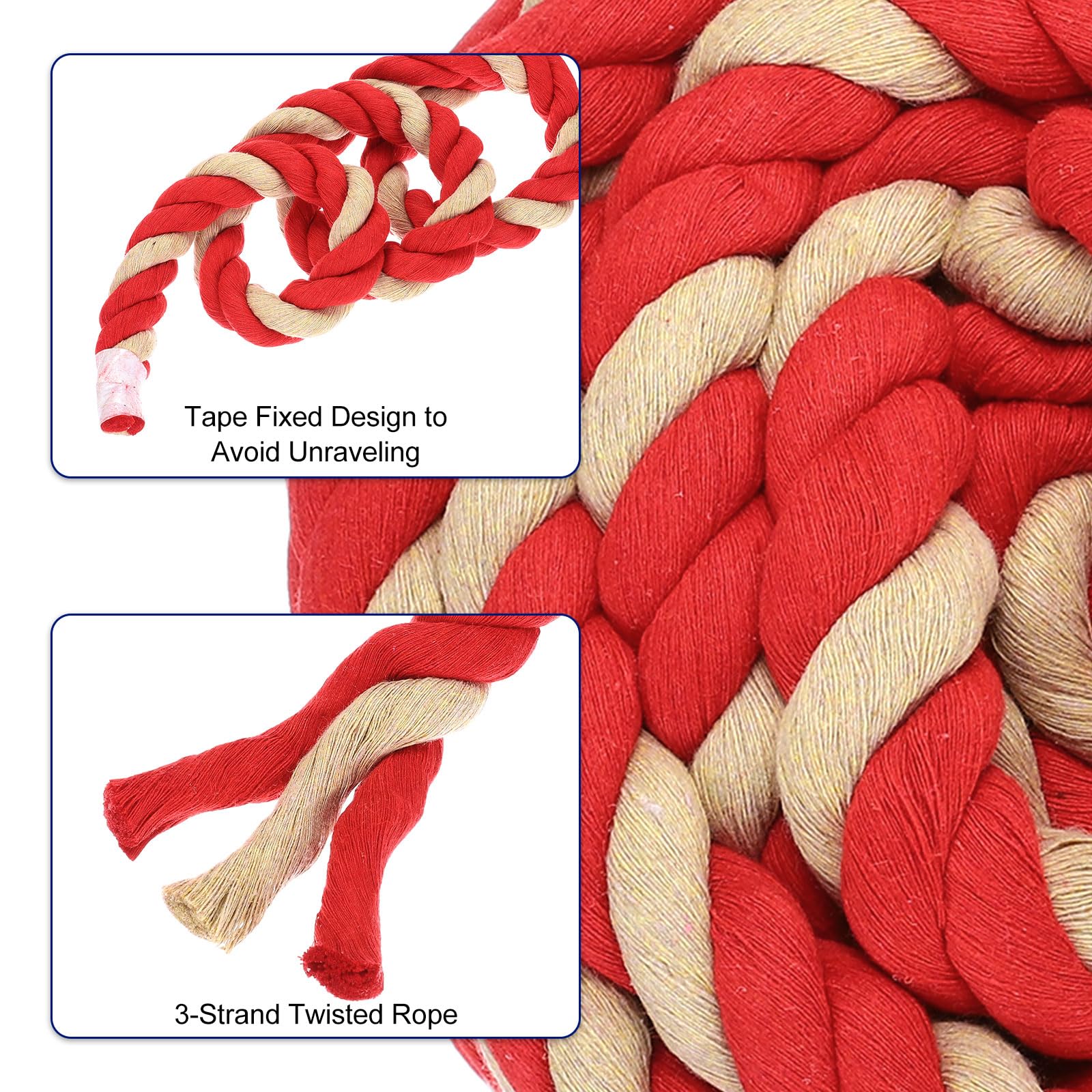 PATIKIL 1 Inch x 50 Feet Natural Twisted Cotton Rope 3 Strand Strong Thick Cotton Rope Tug of War Rope for Railings Crafts Games Home Decor Red Brown - Image 4