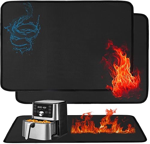 2 tapetes resistentes al calor para encimera, 15 x 18 pulgadas, tapete ignífugo para freidora de aire, tapetes para parrilla al aire libre para