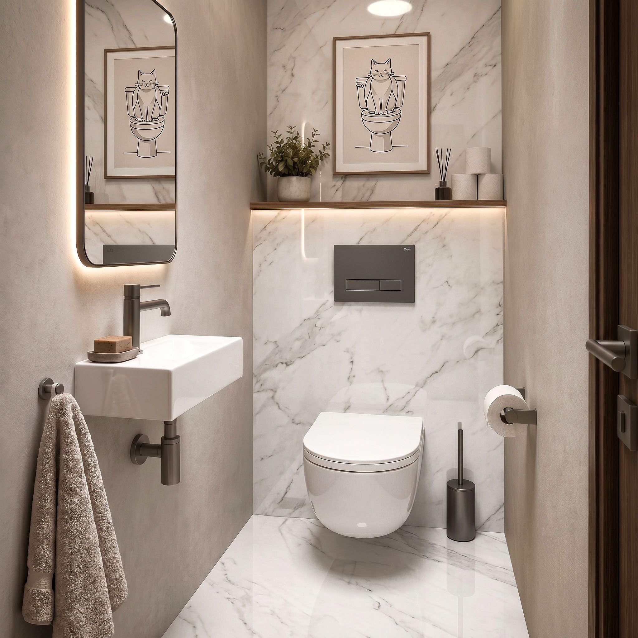 Rea - Stelaż Zestaw Podtynkowy K011a-q Do Mis Wc Z Przyciskiem Hd Tytan - 16x52,5x103,5 cm