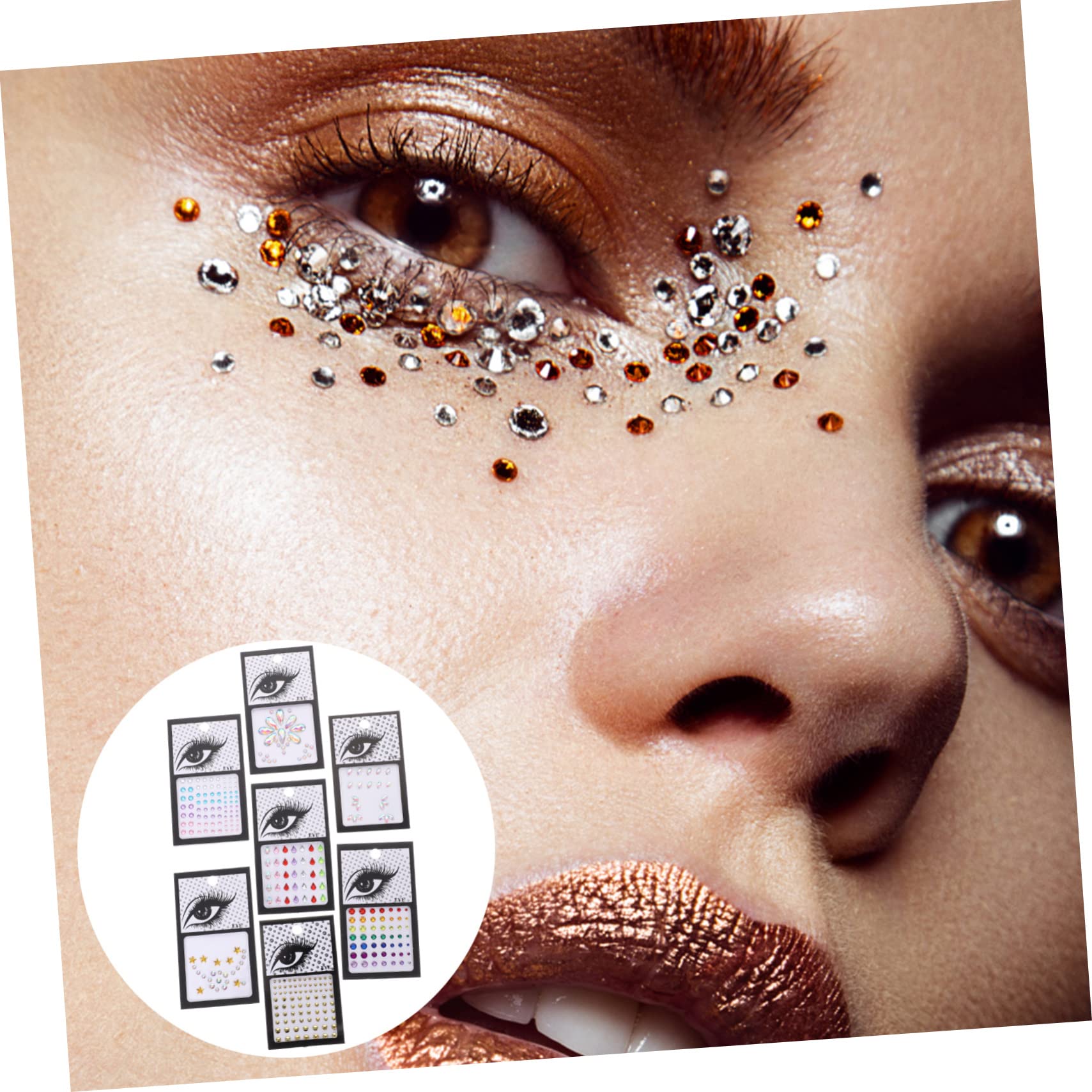 Healvian 35sets Adesivi Di Gemme Per Viso Decorazioni Strass Riutilizzabili Per Feste Halloween e Cosplay Colori Mix e Design Unico Facile Da Applicare e Rimuovere