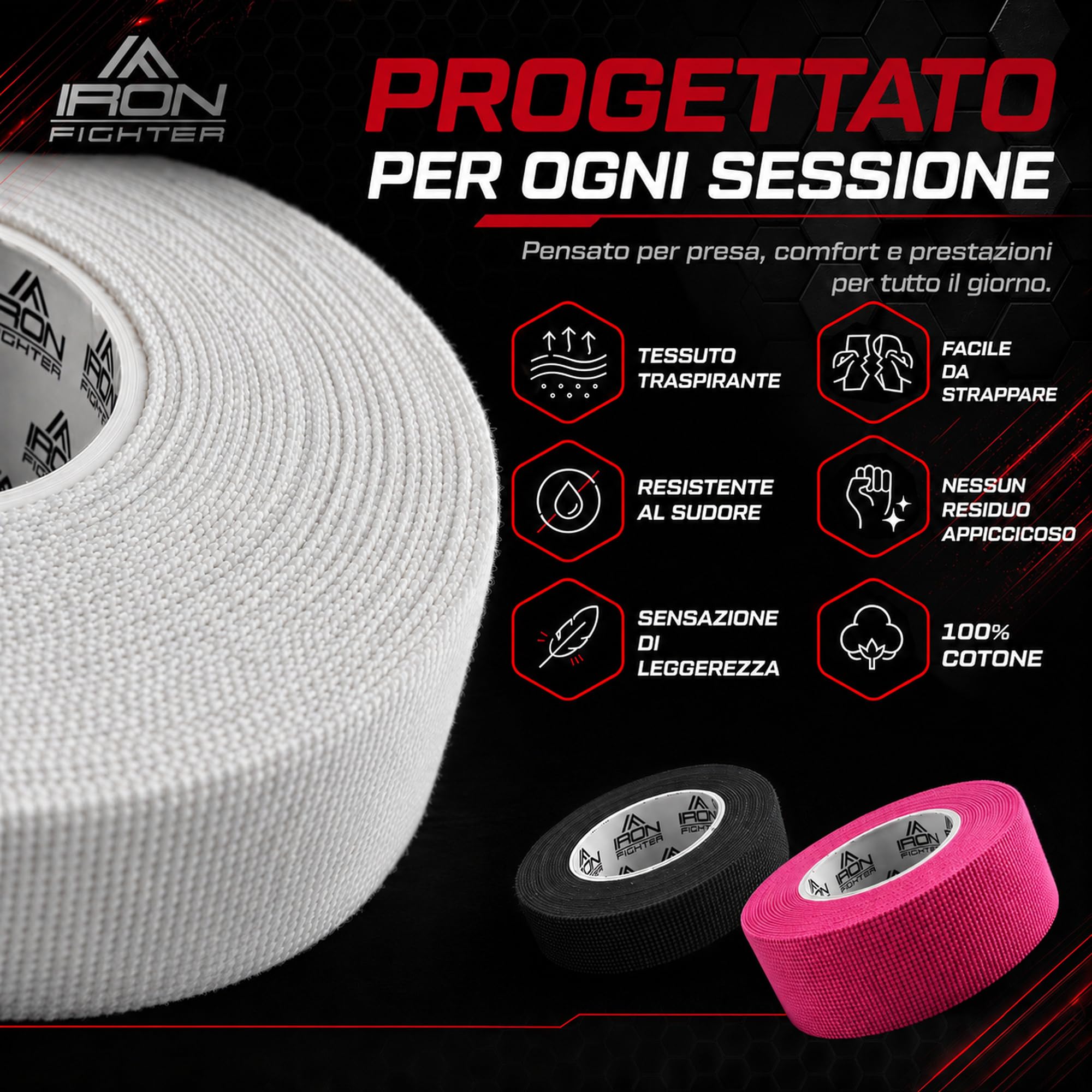 Tape Sportivo Dito 13,7m - BJJ Brazilian Jiu Jitsu - Arrampicata - Grappling - Judo - Pallavolo - Culturismo - Taping Nastro Sportivo per Dita
