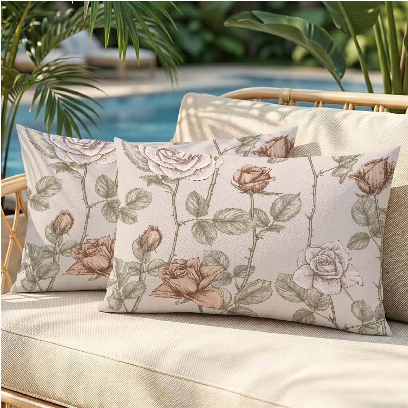 Taie oreiller 40x60 coussin exterieur impermeable contre la pluie pour banquette de jardin