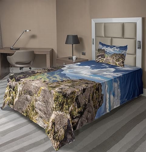 Ambesonne Juego de sábanas Venezuela, vista desde la meseta de Roraima en la Gran Sabana, sábana bajera y sábana encimera con funda de almohada,