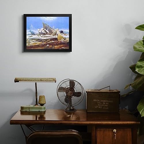 Miniatura 4 de Cabaña perdida El mar de hielo por Caspar David Friedrich  Impresión en marco plano negro  Reproducción de pinturas de obras de arte finas  Póster