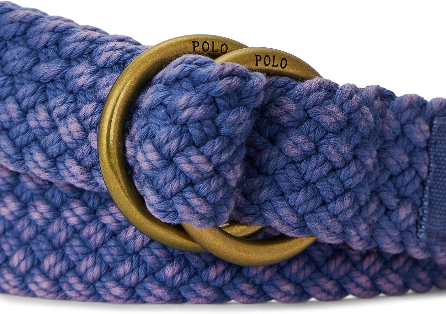 New Polo by Ralph Lauren Weathered Blue Braided Cotton Leather Trim O Ring Belt $59.5 Polo Ralph Lauren Men main image 3