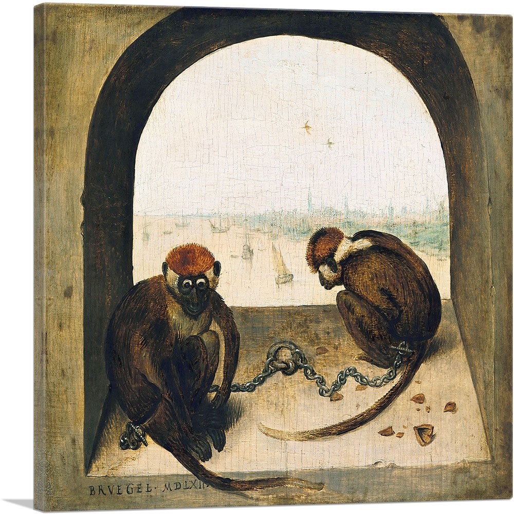絵画 PITS Monkey Amazon.com: ARTCANVAS Two Monkeys 1564 Canvas Art Print Stretched